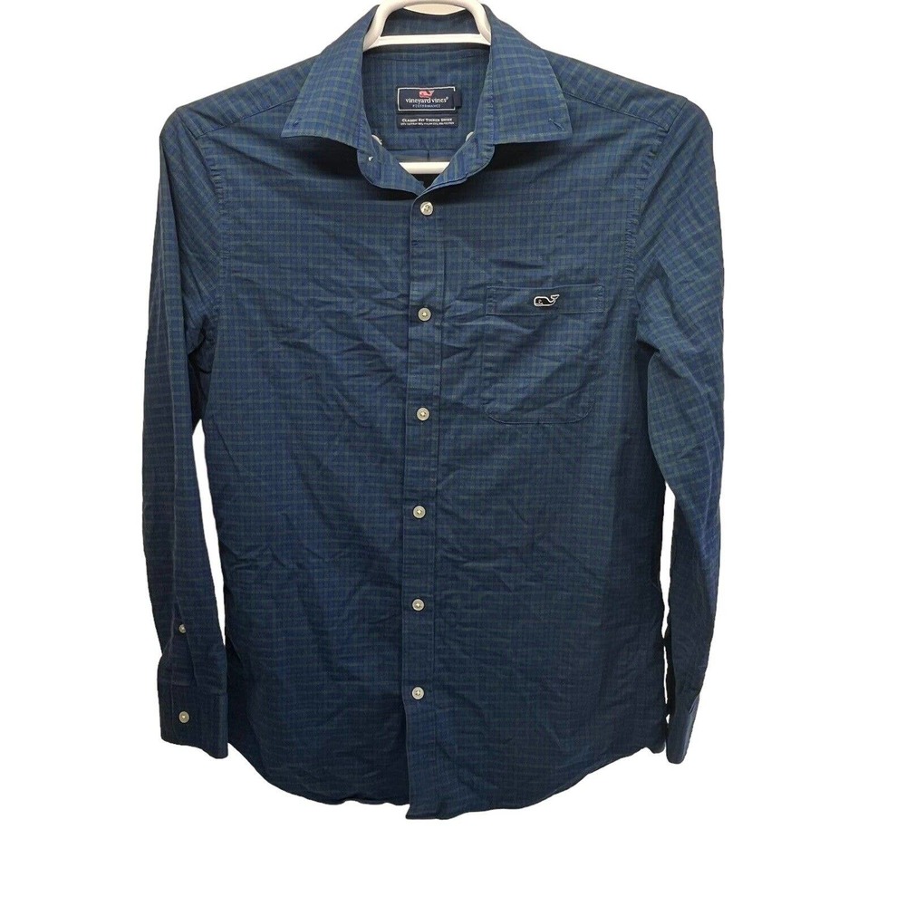 Vineyard Vines Shirt Men Small Casual Long Sleeve Button Up Plaid Preppy Whale